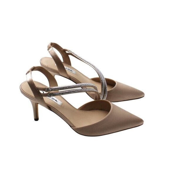 Nina Tansy Slingback Pointed Toe Pumps in Pearl Rose Crystal Satin at Nordstrom - Picture 4 of 8